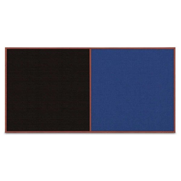 United Visual Products Enclosed Corkboard, 3 Door, 96"x48", 4" Fra UV3413-BLACK-DBURGU